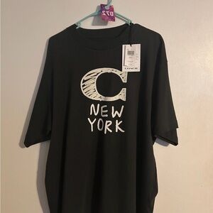 Coach Black Tee with White C New York Design